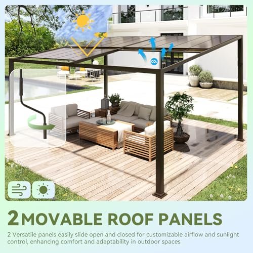 HOMMOW Gazebo 12x16 with Adjustable Polycarbonate Roofs